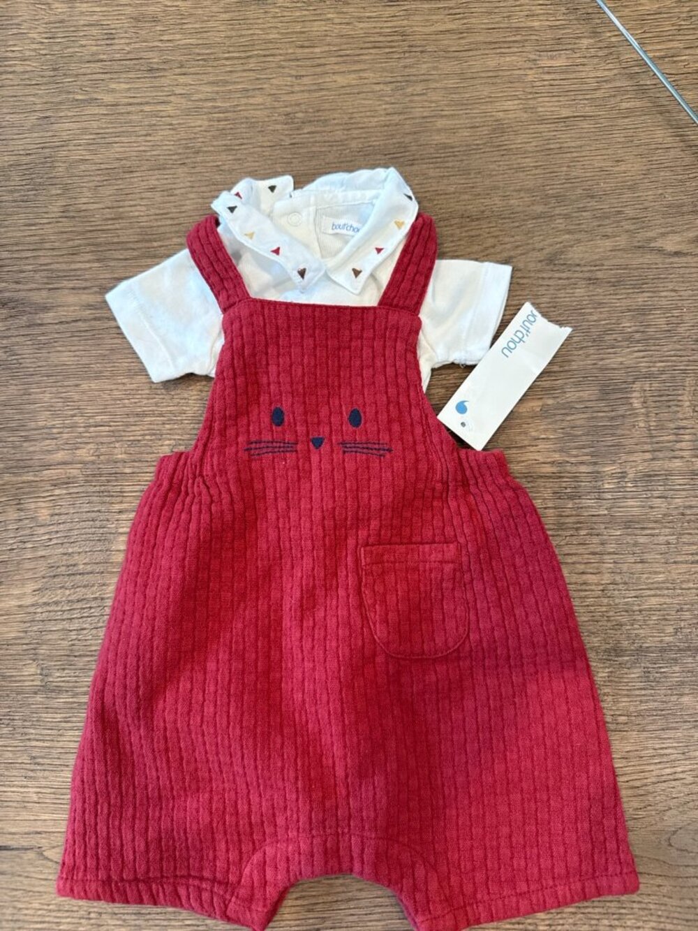 Bout’chou Baby Corduroy Romper Set Red 1 Month 54cm New With Tags